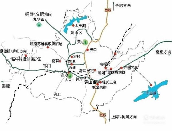 黄山旅游景点地图,黄山的景区地图