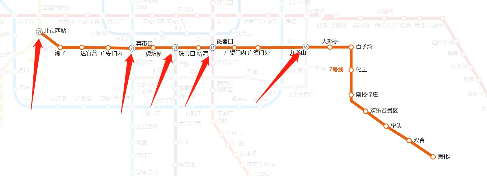 北京地铁8号线现在开通到哪儿了（北京地铁哪号线可以换乘7号线啊14和10号线可以换乘吗）