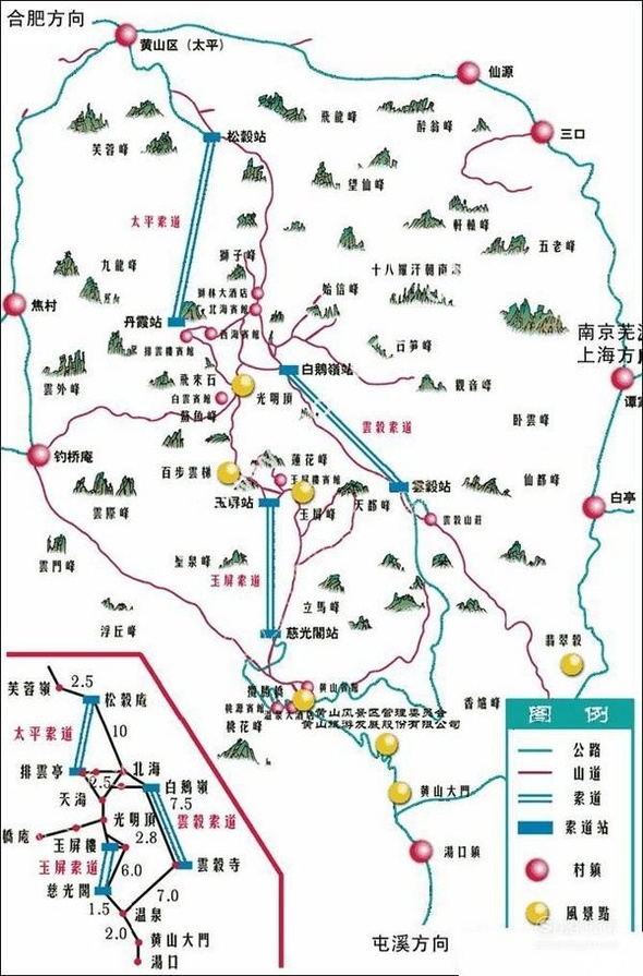 黄山旅游景点地图,黄山的景区地图