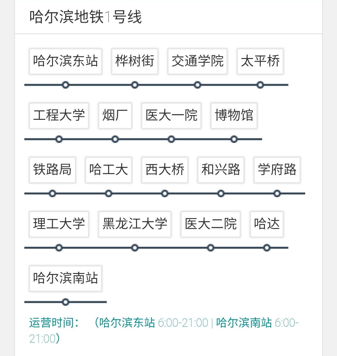 哈尔滨市地铁1号线都有哪些站
