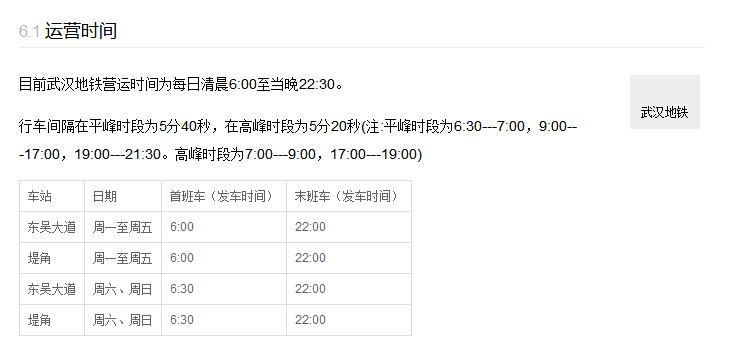 武汉地铁运营时间表是怎么样的