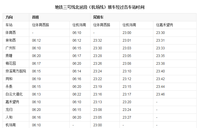 机场大巴快线,肇庆至广州白云机场快线时刻表