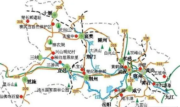 湖北旅游景点地图,湖北哪里好玩旅游景点地图